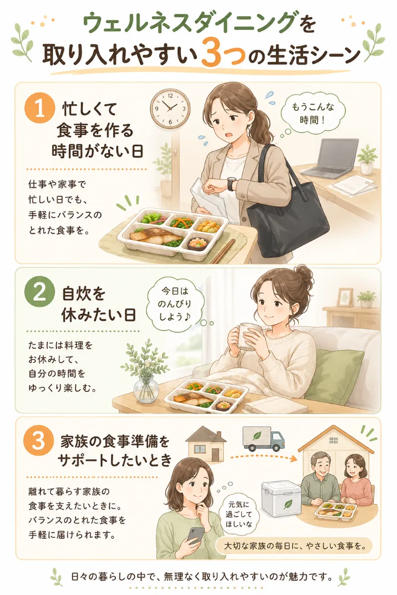 ウェルネスダイニングを取り入れやすい3つの生活シーン